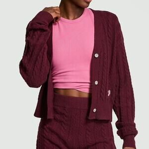 Victoria's Secret Collegiate Cable-Knit Cropped Cardigan